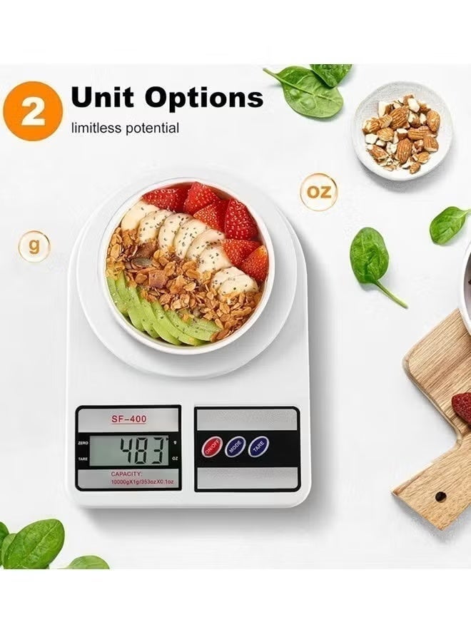 مقياس المطبخ الرقمي، سعة 22 رطل/10 كجم، مقياس الطعام، الوزن الرقمي مع وحدات أونصة/جم للطهي والخبز وإعداد الوجبات والنظام الغذائي، شاشة LCD إيقاف التشغيل التلقائي - Image 3